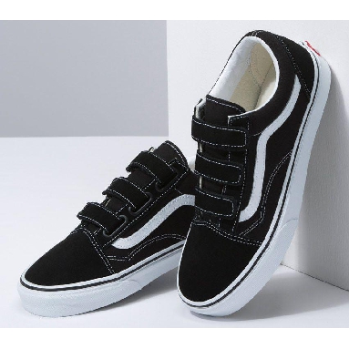 Vans Old Skool Velcro Mens Womens - Black/True White VN0A3D29OIU Shoes