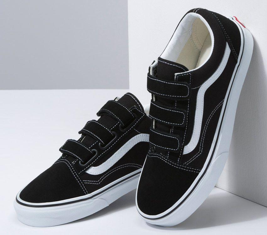 Vans Old Skool Velcro Mens Womens - Black/True White VN0A3D29OIU Shoes