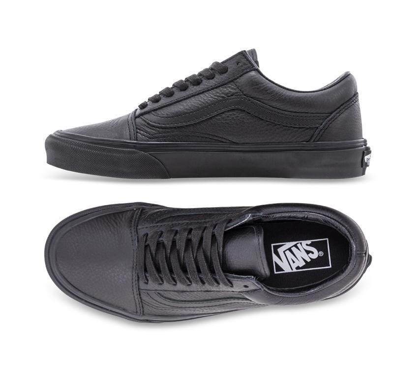 Vans Old Skool Leather Mens Womens - Black/Black VN-03Z6L3A Shoes