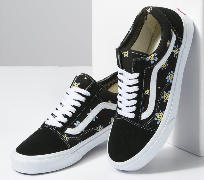 Vans Old Skool Mens Womens - Trippy Grin Floral Black/Yellow VN0A5JMIY23 Shoes