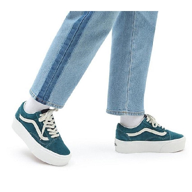 Vans Old Skool Stackform Mens Womens - Varsity Suede Deep Teal VN0A7Q5M60Q Shoes