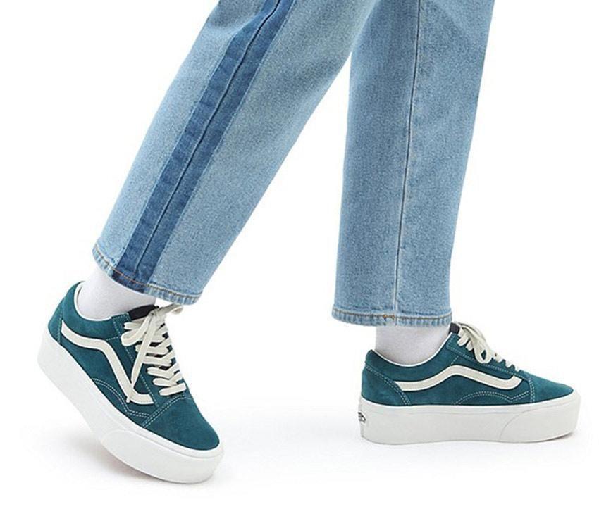 Vans Old Skool Stackform Mens Womens - Varsity Suede Deep Teal VN0A7Q5M60Q Shoes