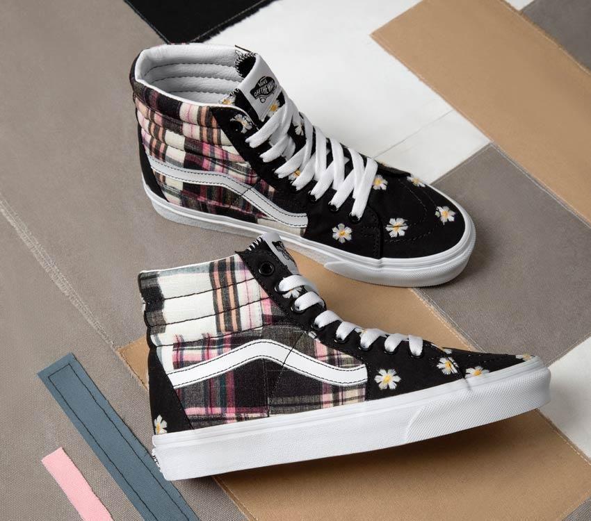 Vans Sk8-Hi Floral Plaid Mens Womens - Floral Plaid Patchwork VN0A7Q5NUUW Shoes