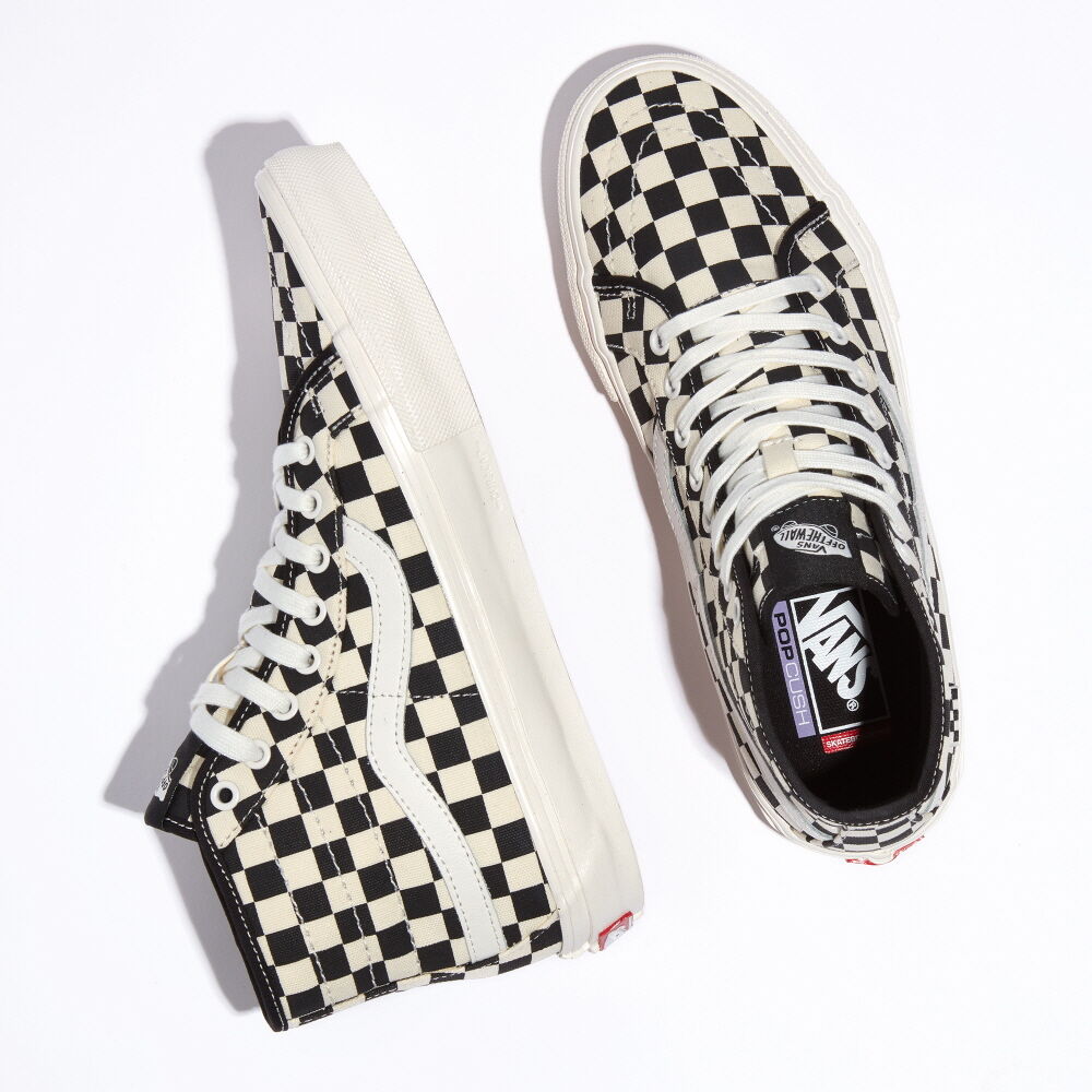 Vans Elijah Berle Skate Sk8-Hi Decon Mens Womens - CHECKERBOARD MARSHMALLOW VN0A5KYBFS8 Shoes