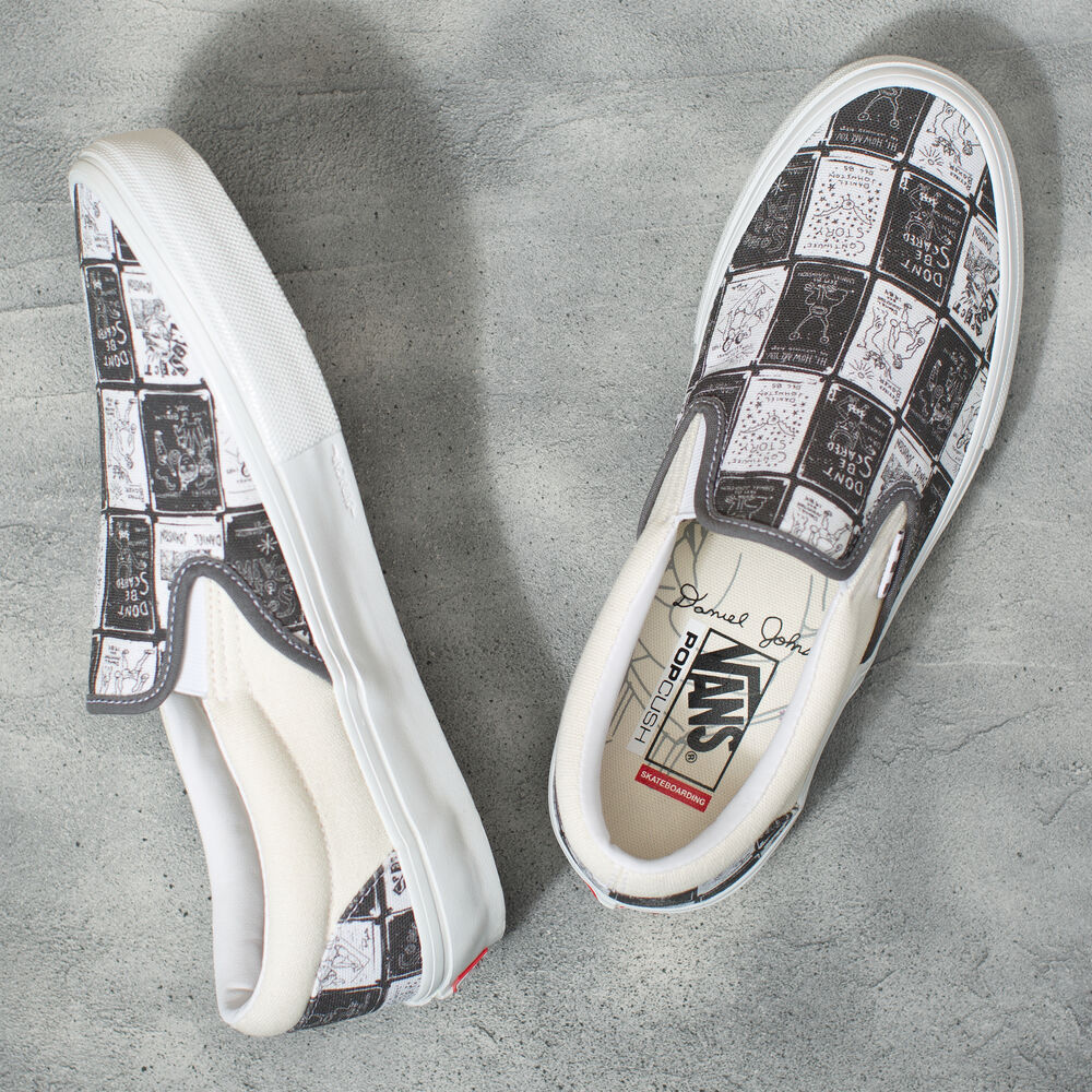 Vans Skate Classics Slip-On Mens Womens - (DANIEL JOHNSTON) RAVEN VN0A5FCAAO7 Shoes