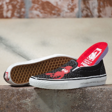 Vans Skate Classics Slip-On Mens Womens - (KROOKED BY NATAS FOR RAY) BLACK VN0A5FCAAPM Shoes