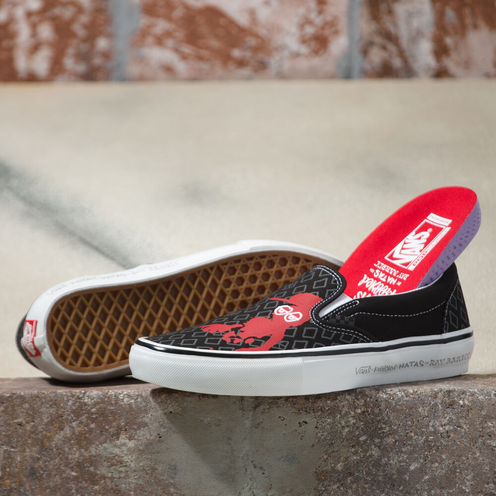 Vans Skate Classics Slip-On Mens Womens - (KROOKED BY NATAS FOR RAY) BLACK VN0A5FCAAPM Shoes