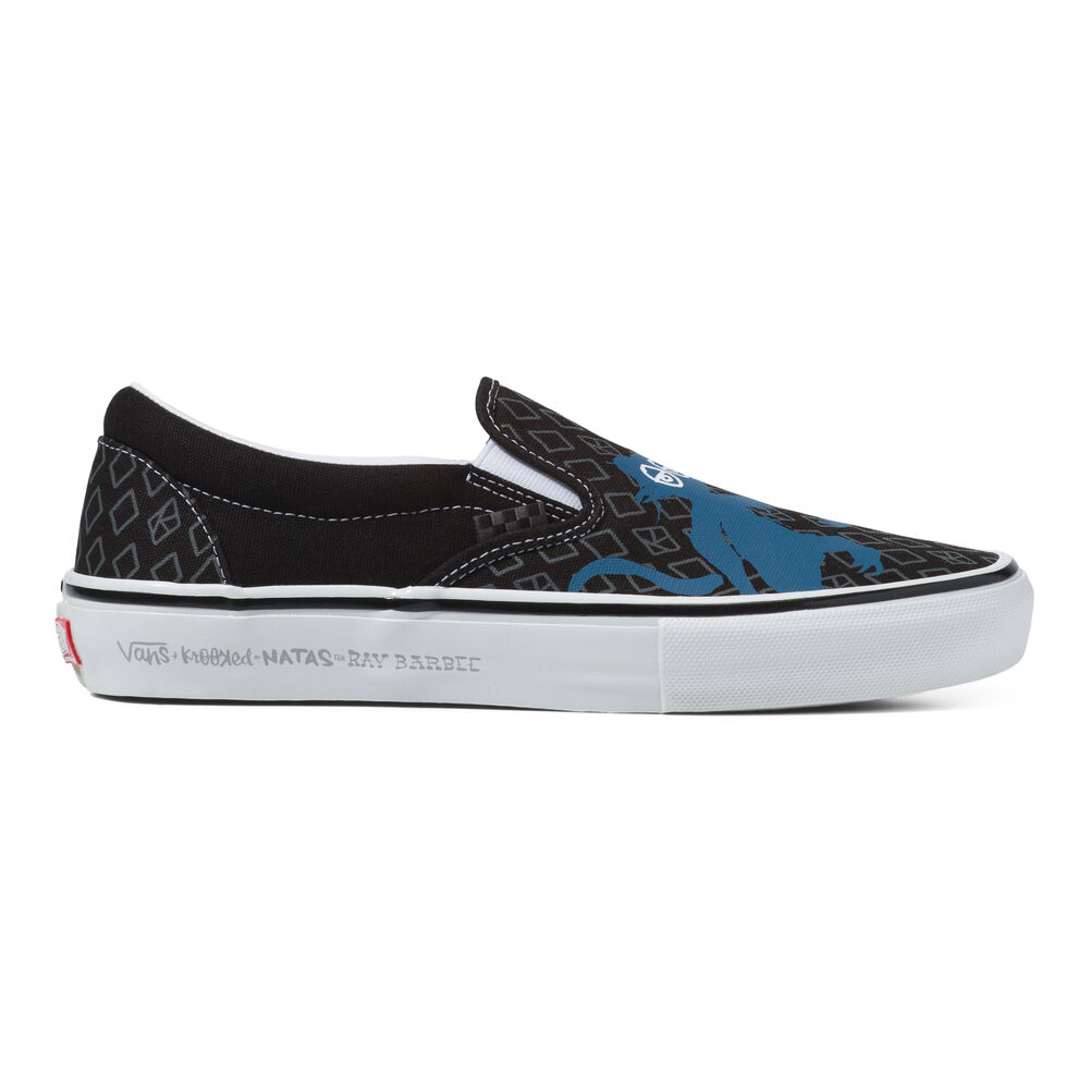 Vans Skate Classics Slip-On Mens Womens - (KROOKED BY NATAS FOR RAY) BLACK VN0A5FCAAPM Shoes