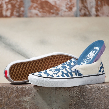 Vans x Krooked Featuring Art By Natas For Ray Barbee Skate Slip-On VCU Mens Womens - (KROOKED BY NATAS FOR RAY) BLUE VN0A4BWDAPG Shoes