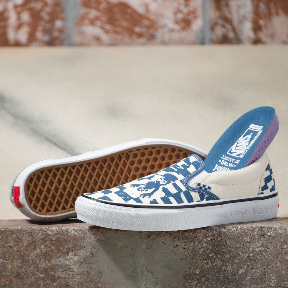 Vans x Krooked Featuring Art By Natas For Ray Barbee Skate Slip-On VCU Mens Womens - (KROOKED BY NATAS FOR RAY) BLUE VN0A4BWDAPG Shoes