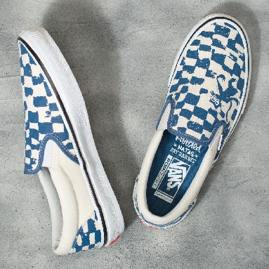 Vans x Krooked Featuring Art By Natas For Ray Barbee Skate Slip-On VCU Mens Womens - (KROOKED BY NATAS FOR RAY) BLUE VN0A4BWDAPG Shoes