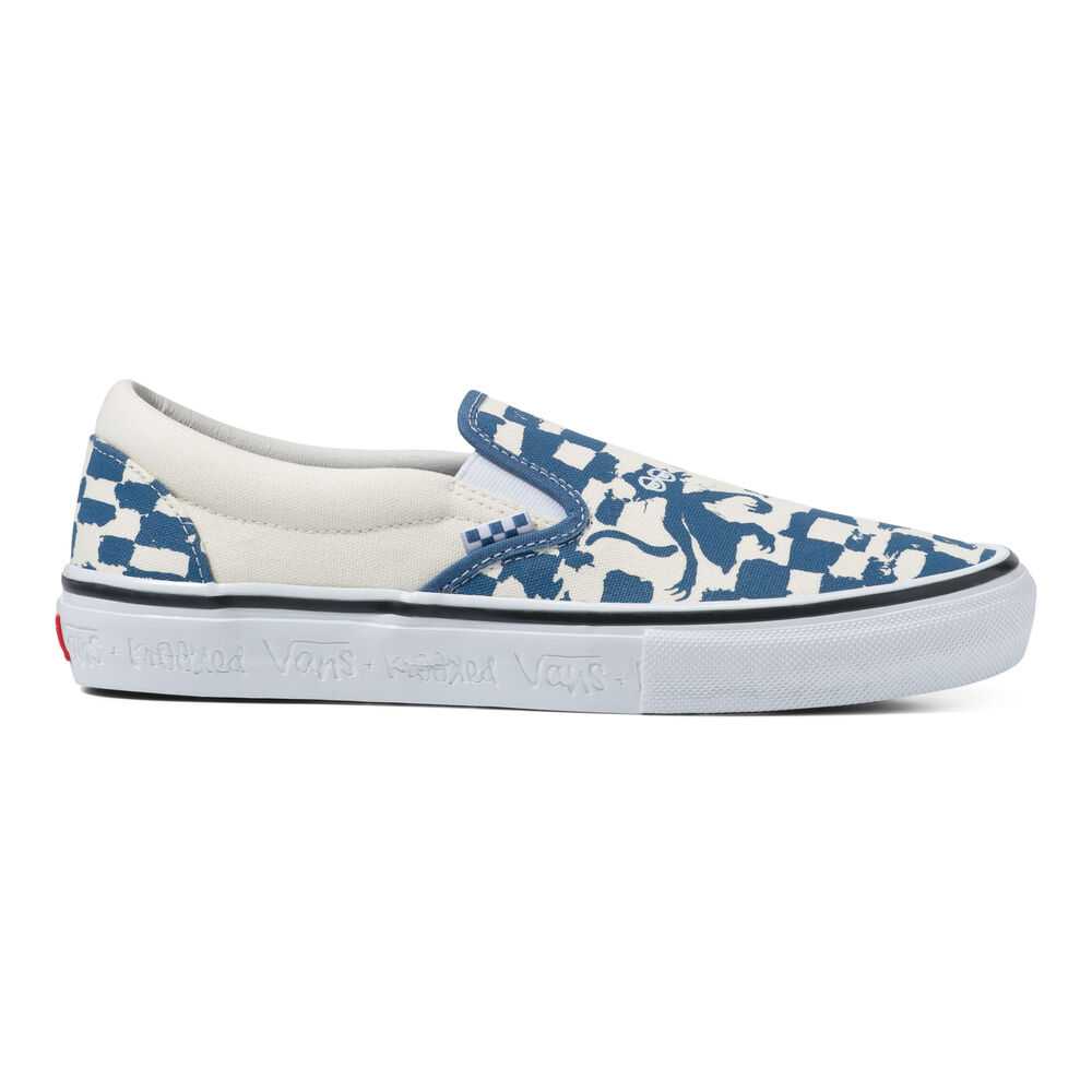 Vans x Krooked Featuring Art By Natas For Ray Barbee Skate Slip-On VCU Mens Womens - (KROOKED BY NATAS FOR RAY) BLUE VN0A4BWDAPG Shoes