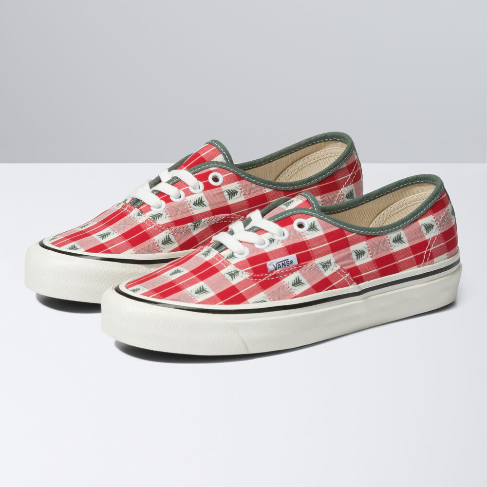 Vans x One Piece Authentic 44 DX Mens Womens - ANAHEIM FACTORY OG PLAID RED/WHITE VN0005U8Y52 Shoes