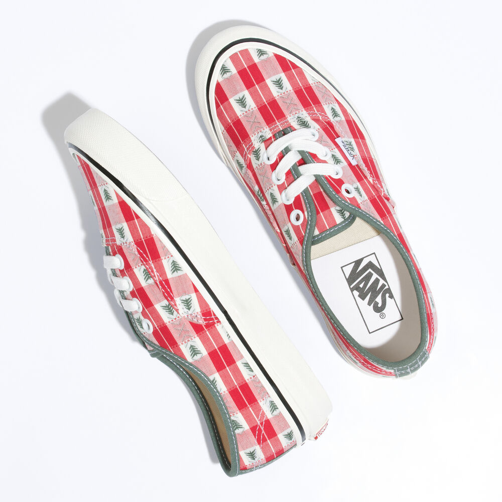 Vans x One Piece Authentic 44 DX Mens Womens - ANAHEIM FACTORY OG PLAID RED/WHITE VN0005U8Y52 Shoes