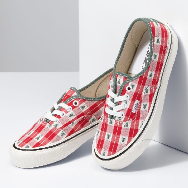 Vans x One Piece Authentic 44 DX Mens Womens - ANAHEIM FACTORY OG PLAID RED/WHITE VN0005U8Y52 Shoes