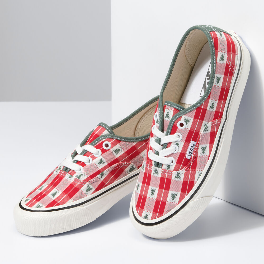 Vans x One Piece Authentic 44 DX Mens Womens - ANAHEIM FACTORY OG PLAID RED/WHITE VN0005U8Y52 Shoes