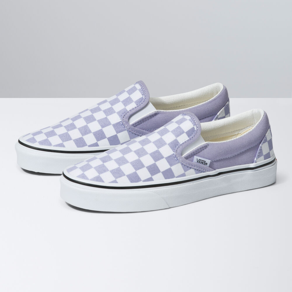 Vans Meadow Patchwork Classic Slip-On Mens Womens - COLOR THEORY CHECKERBOARD PURPLE HEATHER VN0A5AO8ZS0 Shoes