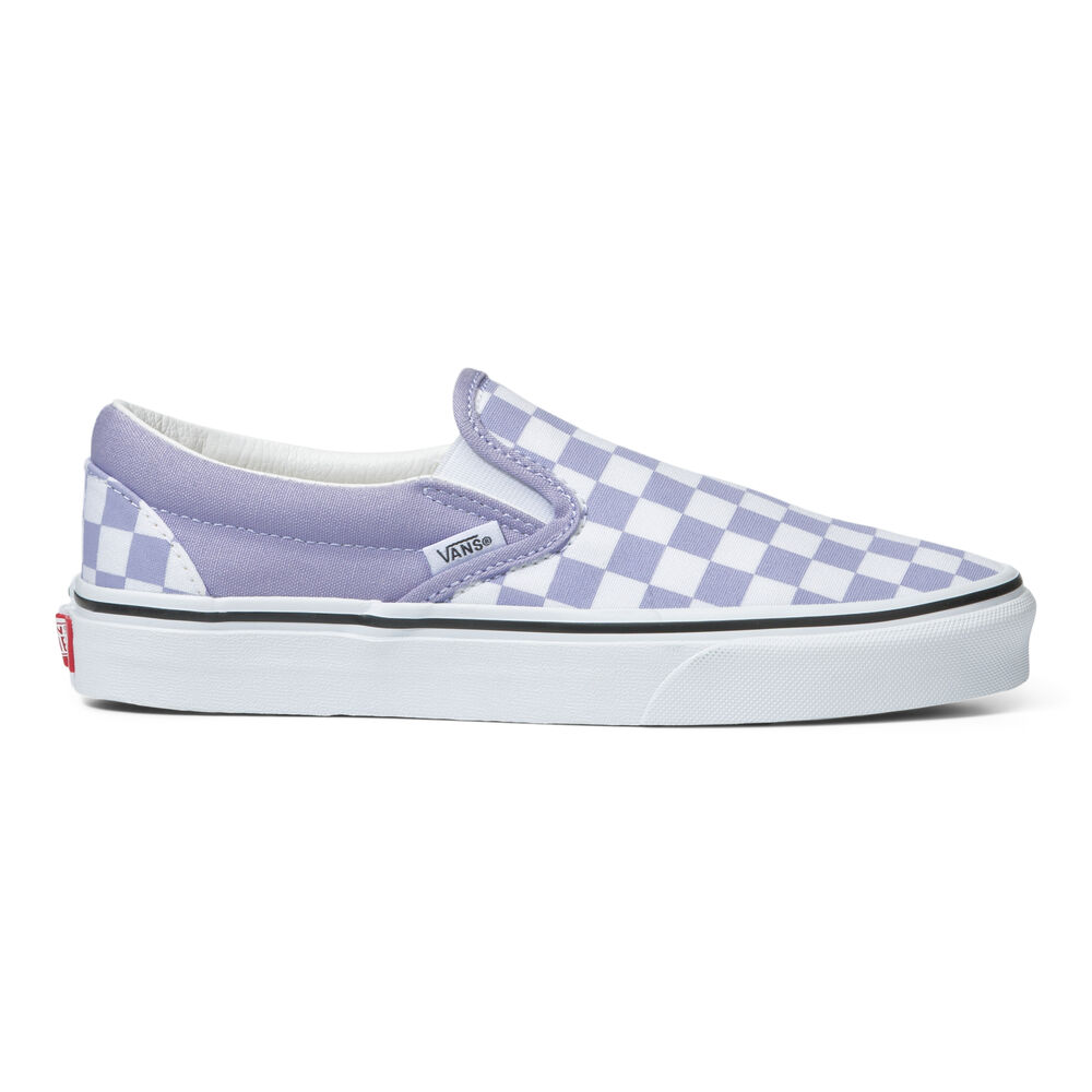 Vans Meadow Patchwork Classic Slip-On Mens Womens - COLOR THEORY CHECKERBOARD PURPLE HEATHER VN0A5AO8ZS0 Shoes