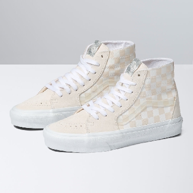 Vans Sk8-Hi Tapered Mens Womens - CRYSTAL SIDESTRIPE White Checkerboard VN0A7Q62C13 Shoes