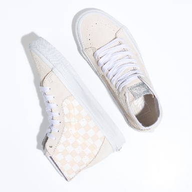 Vans Sk8-Hi Tapered Mens Womens - CRYSTAL SIDESTRIPE White Checkerboard VN0A7Q62C13 Shoes