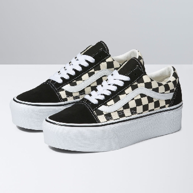 Vans Woven Old Skool Stackform Mens Womens - CHECKERBOARD BLACK/CLASSIC WHITE VN0A7Q5MTYQ Shoes