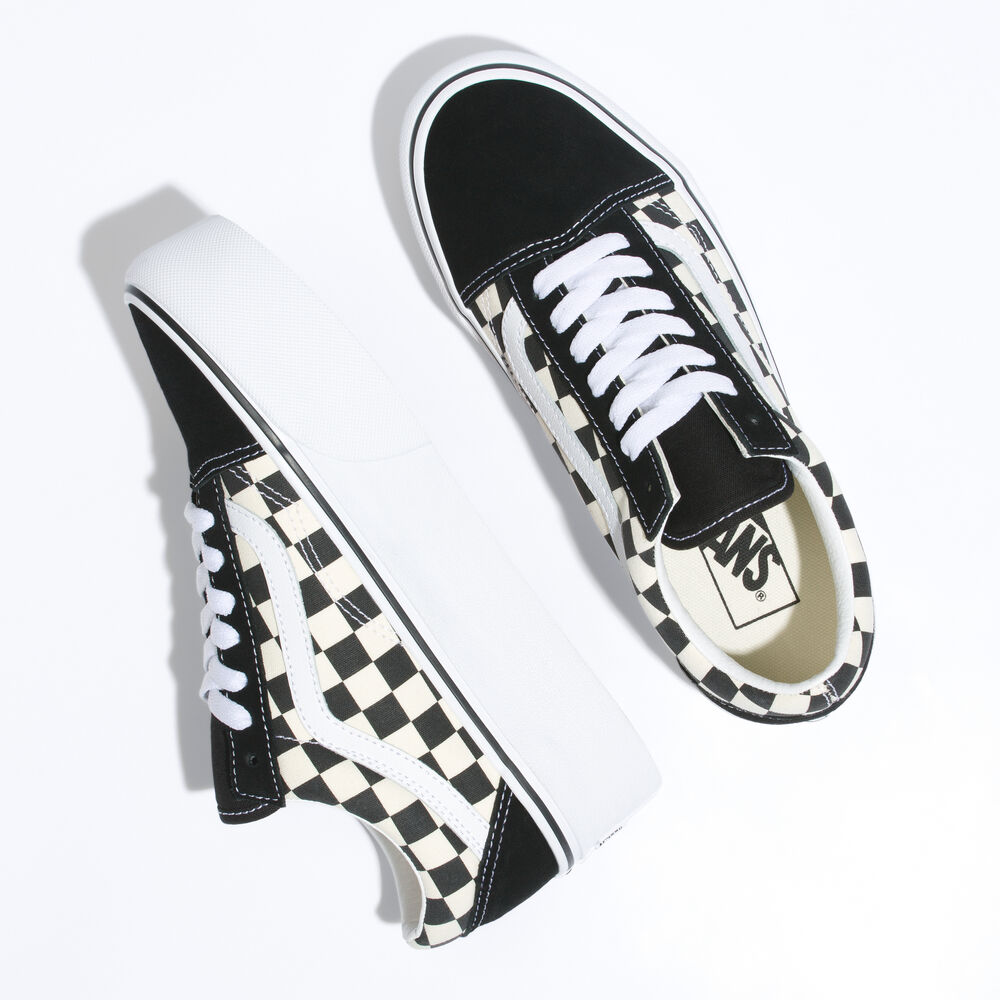 Vans Woven Old Skool Stackform Mens Womens - CHECKERBOARD BLACK/CLASSIC WHITE VN0A7Q5MTYQ Shoes