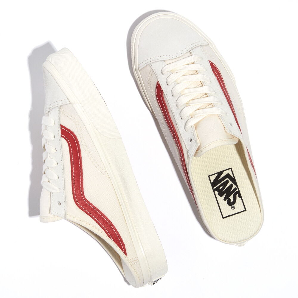 Vans Leather Style 36 Mule Mens Womens - MARSHMALLOW/RACING RED VN0A7Q5YOXS Shoes