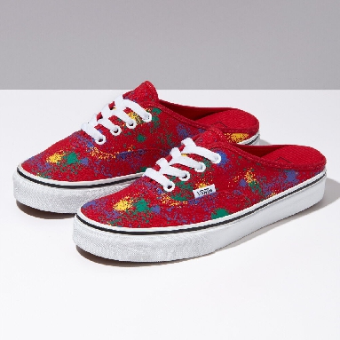 Vans Overspray Authentic Mule Mens Womens - (OVERSPRAY) RACING RED/TRUE WHITE VN0A54F7AXM Shoes