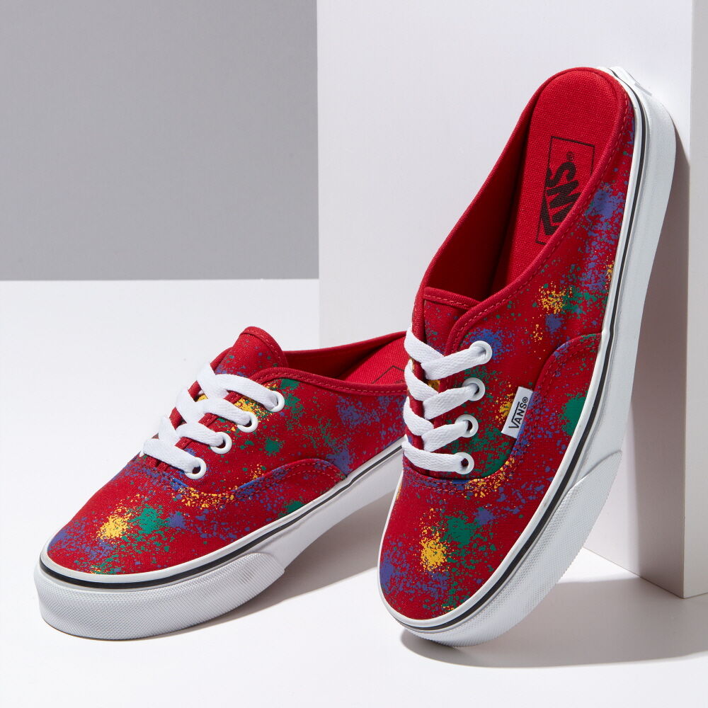 Vans Overspray Authentic Mule Mens Womens - (OVERSPRAY) RACING RED/TRUE WHITE VN0A54F7AXM Shoes