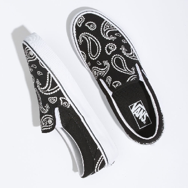 Vans Classic Slip-On Mens Womens - (PEACE PAISLEY) BLACK/TRUE WHITE VN0A5JMHB0E Shoes