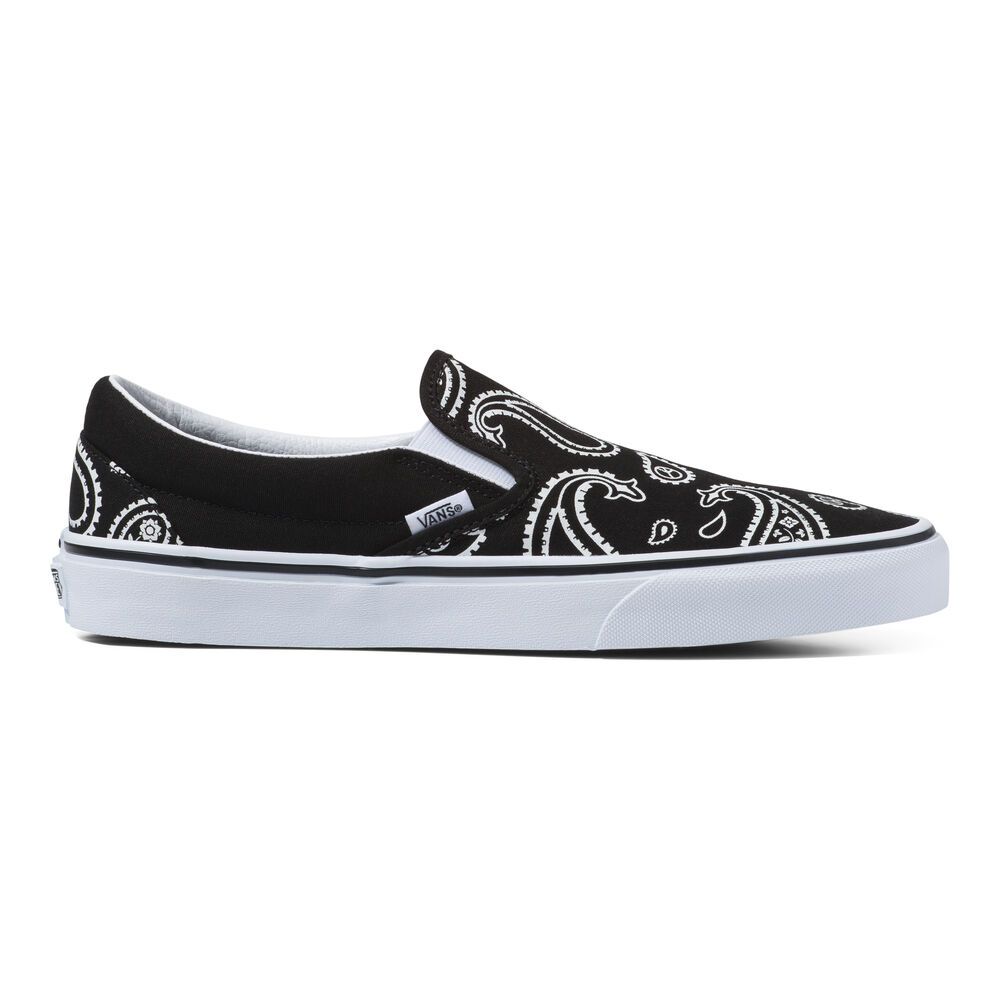 Vans Classic Slip-On Mens Womens - (PEACE PAISLEY) BLACK/TRUE WHITE VN0A5JMHB0E Shoes