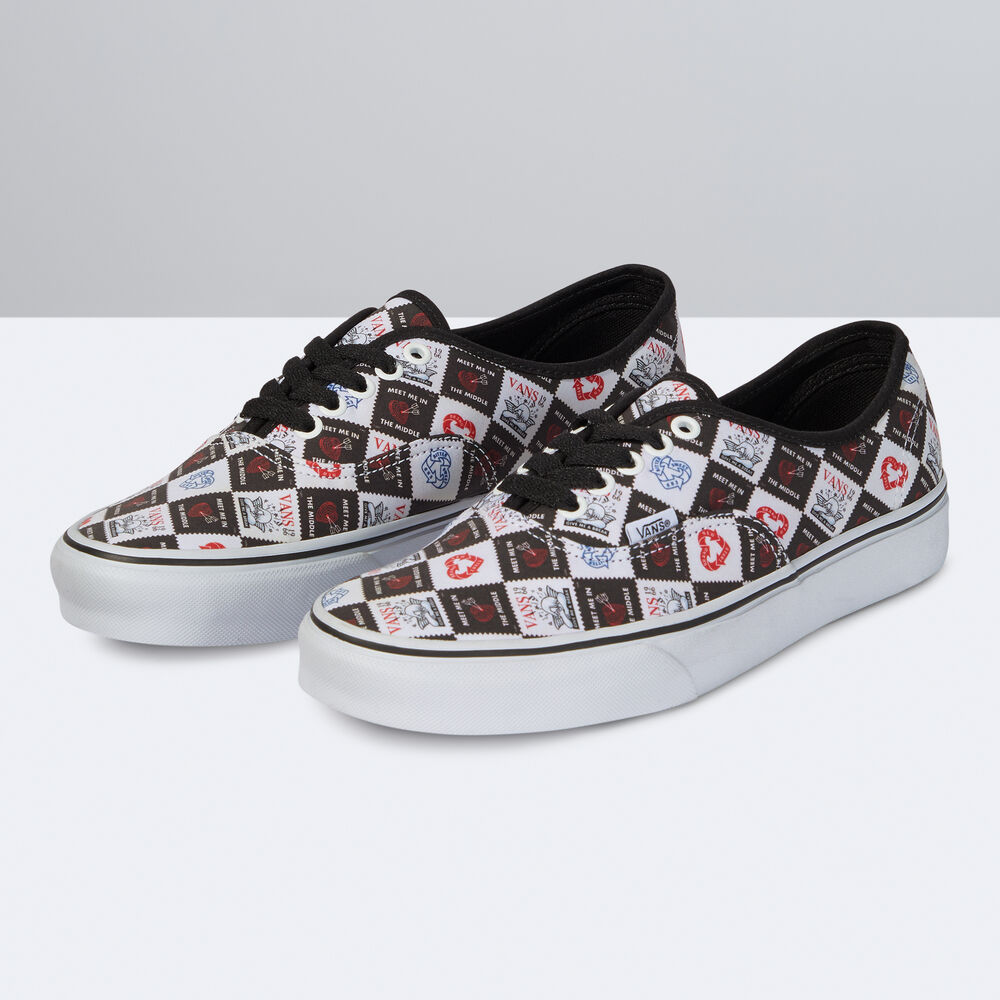 Vans Eco Theory Authentic Mens Womens - (LOVE LETTERS) BLACK/TRUE WHITE VN0A5KRDB0A Shoes