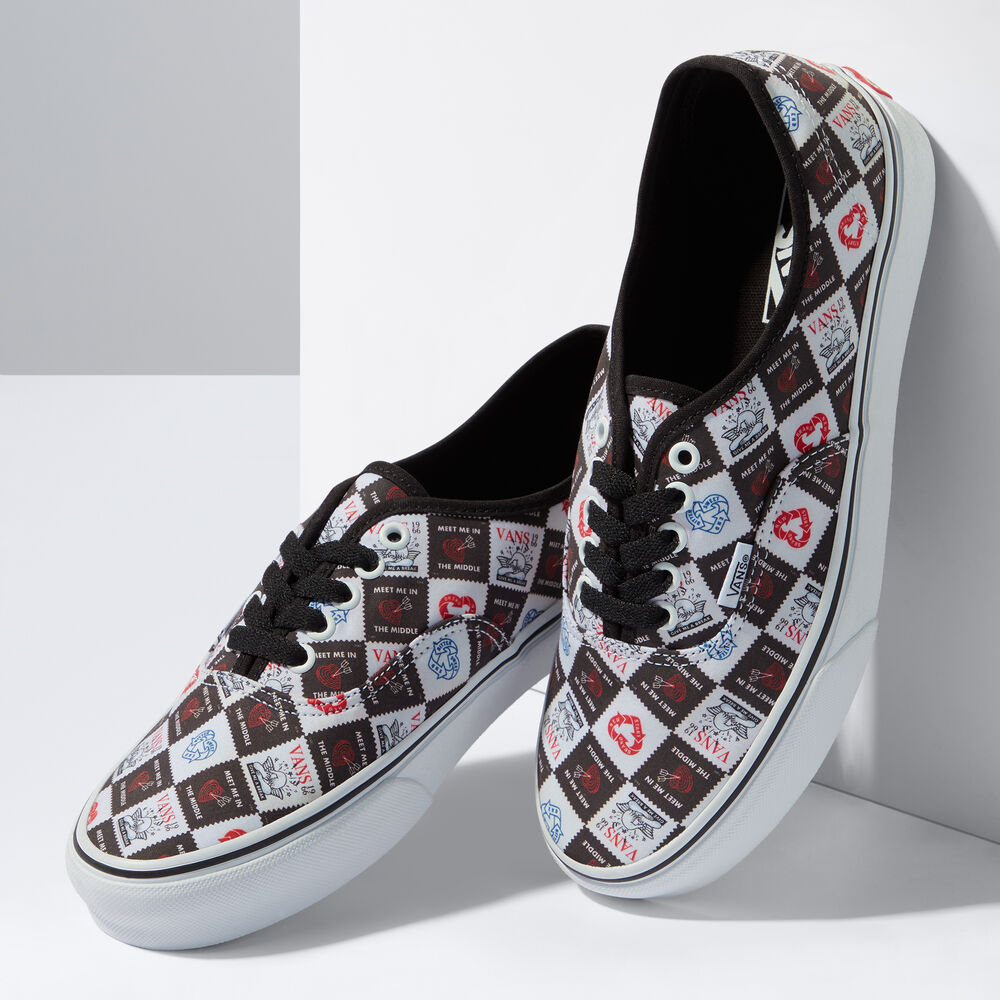 Vans Eco Theory Authentic Mens Womens - (LOVE LETTERS) BLACK/TRUE WHITE VN0A5KRDB0A Shoes