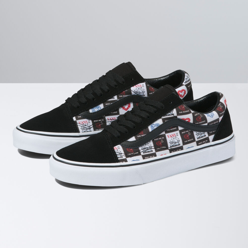 Vans Suede Old Skool Mens Womens - (LOVE LETTERS) BLACK/TRUE WHITE VN0A5JMIB0A Shoes