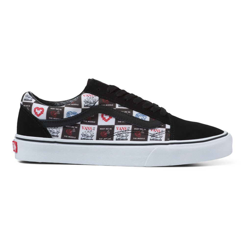 Vans Suede Old Skool Mens Womens - (LOVE LETTERS) BLACK/TRUE WHITE VN0A5JMIB0A Shoes