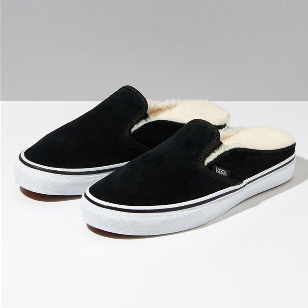 Vans Overspray Classic Slip-On Mule Mens Womens - SUEDE BLACK/SHERPA VN0A4P3UTC6 Shoes