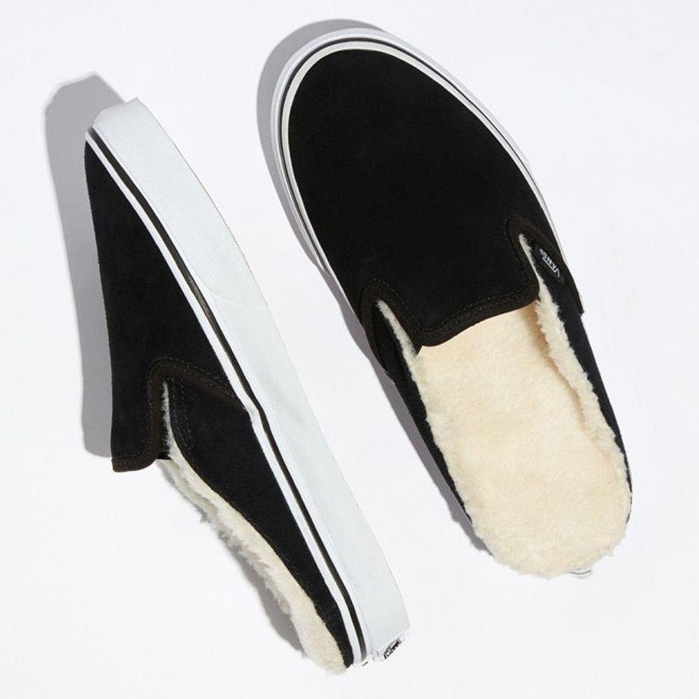 Vans Overspray Classic Slip-On Mule Mens Womens - SUEDE BLACK/SHERPA VN0A4P3UTC6 Shoes