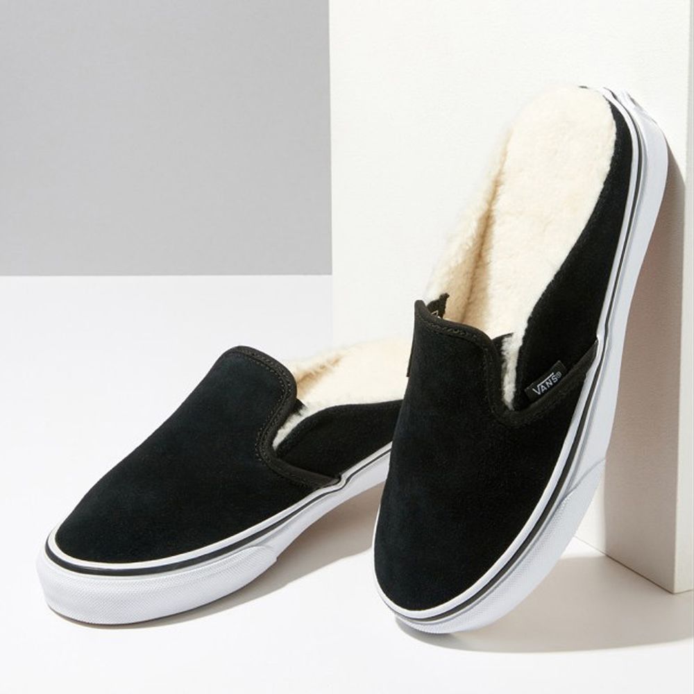 Vans Overspray Classic Slip-On Mule Mens Womens - SUEDE BLACK/SHERPA VN0A4P3UTC6 Shoes