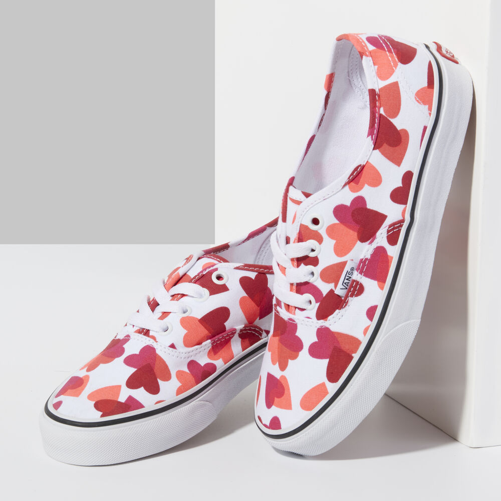 Vans Valentines Hearts Authentic Mens Womens - TRUE WHITE/FUCHSIA PURPLE VN0A348A40Q Shoes