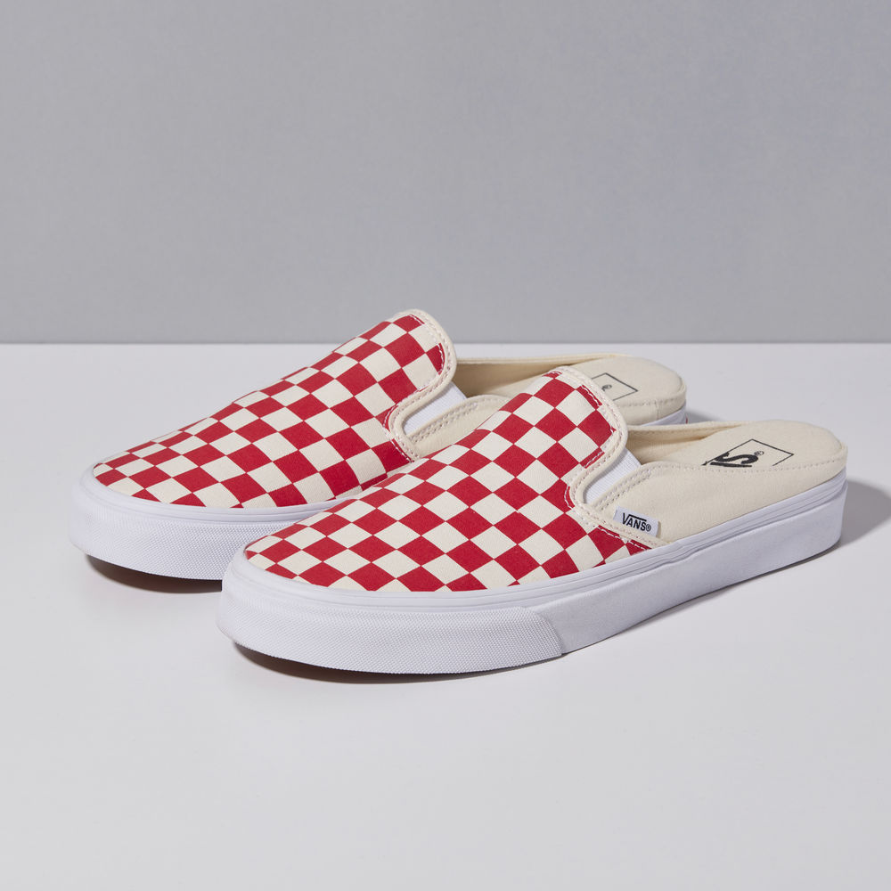 Vans Canvas Classic Slip-On Mule Mens Womens - RACING RED/CLASSIC WHITE VN0004KTTLF Shoes