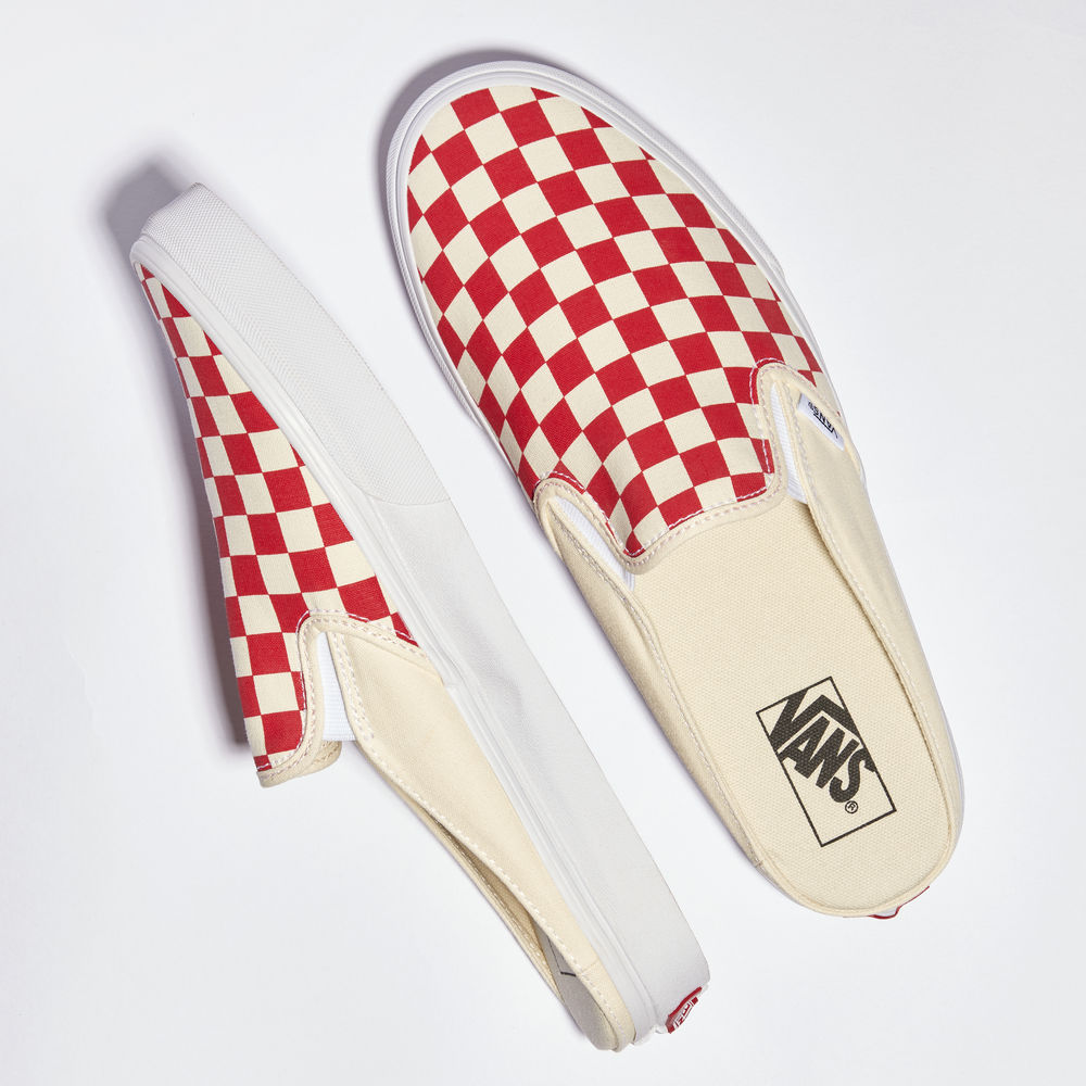 Vans Canvas Classic Slip-On Mule Mens Womens - RACING RED/CLASSIC WHITE VN0004KTTLF Shoes