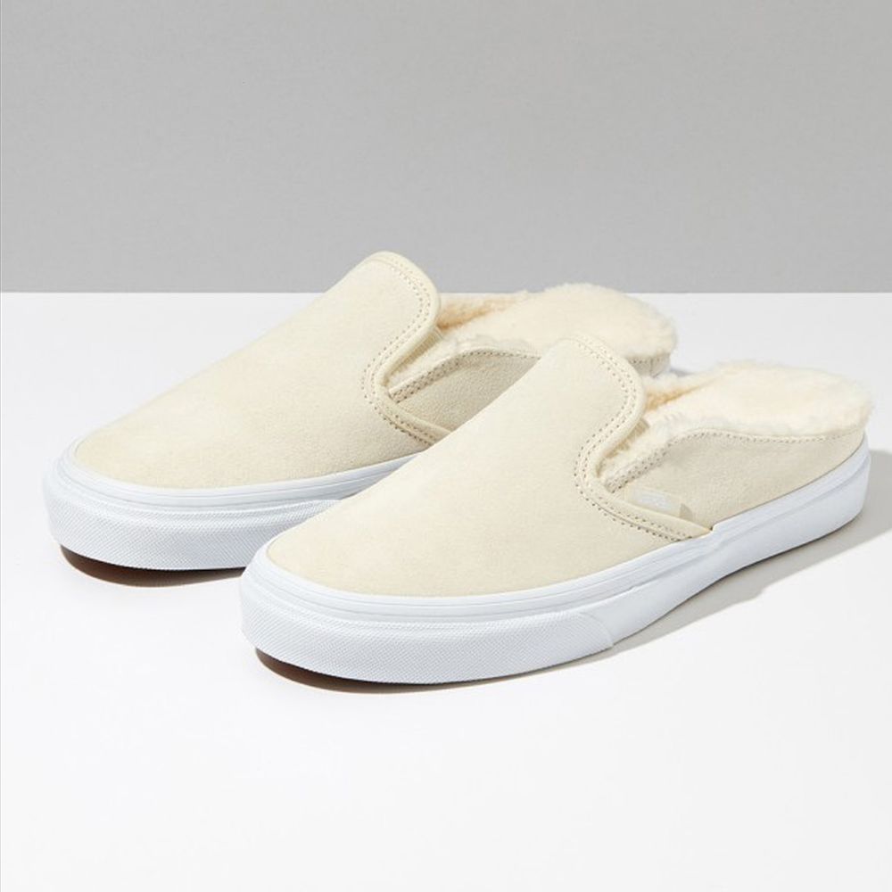 Vans Overspray Classic Slip-On Mule Mens Womens - SUEDE WHITE/SHERPA VN0A4P3UTC7 Shoes