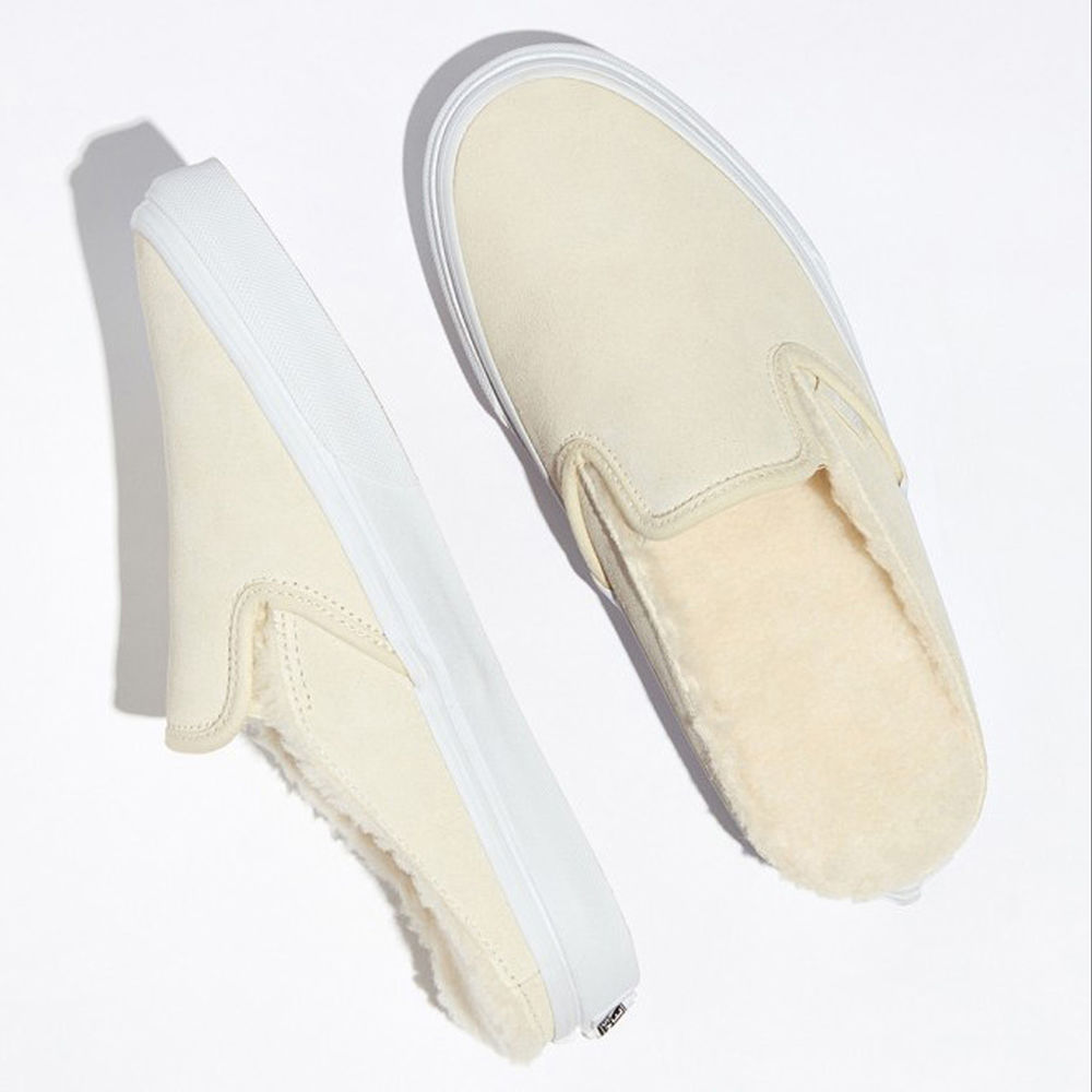 Vans Overspray Classic Slip-On Mule Mens Womens - SUEDE WHITE/SHERPA VN0A4P3UTC7 Shoes