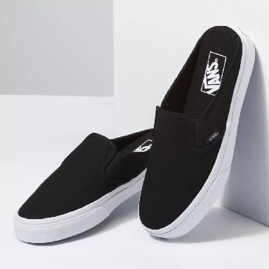 Vans Canvas Classic Slip-On Mule Mens Womens - CANVAS BLACK/TRUE WHITE VN0004KT1WX Shoes