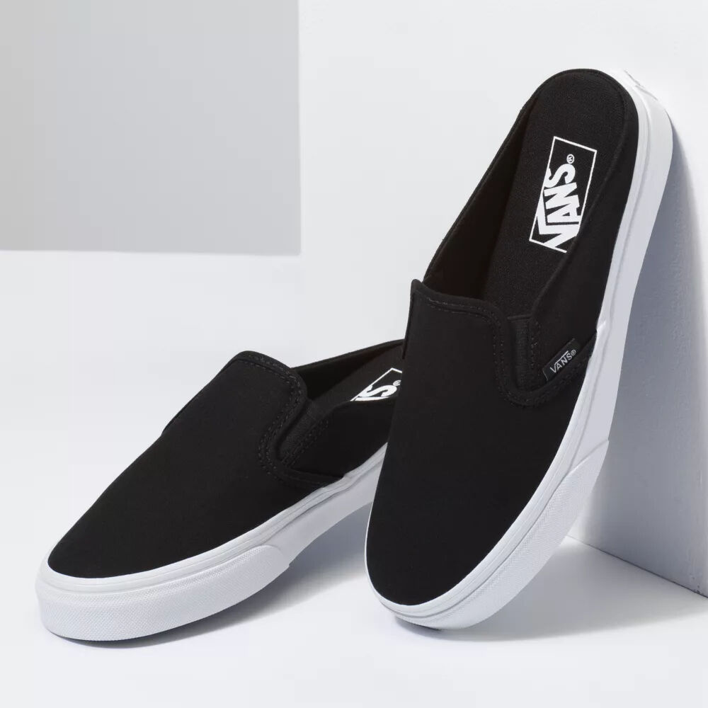 Vans Canvas Classic Slip-On Mule Mens Womens - CANVAS BLACK/TRUE WHITE VN0004KT1WX Shoes