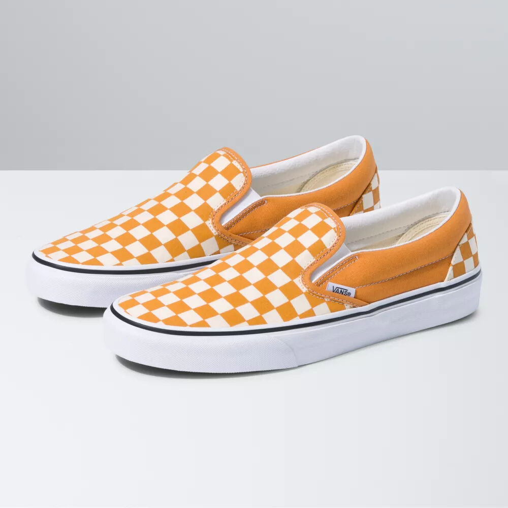 Vans Classic Slip-On Mens Womens - (CHECKERBOARD) DESERT SUN/TRUE WHITE VN0A5JMH8LF Shoes