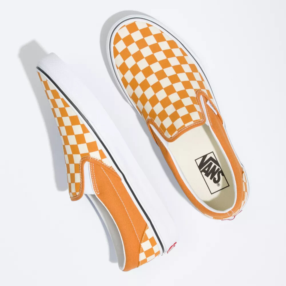 Vans Classic Slip-On Mens Womens - (CHECKERBOARD) DESERT SUN/TRUE WHITE VN0A5JMH8LF Shoes