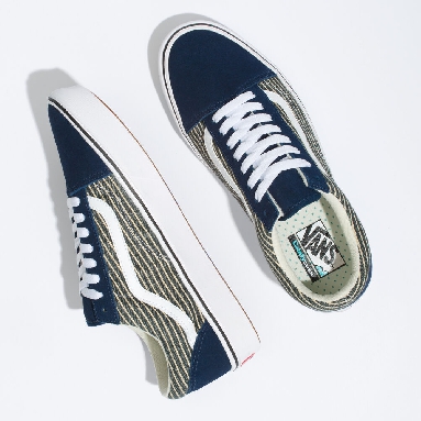 Vans Stripe ComfyCush Old Skool Mens Womens - (STRIPE) DRESS BLUES/TRUE WHITE VN0A5DYC9KT Shoes