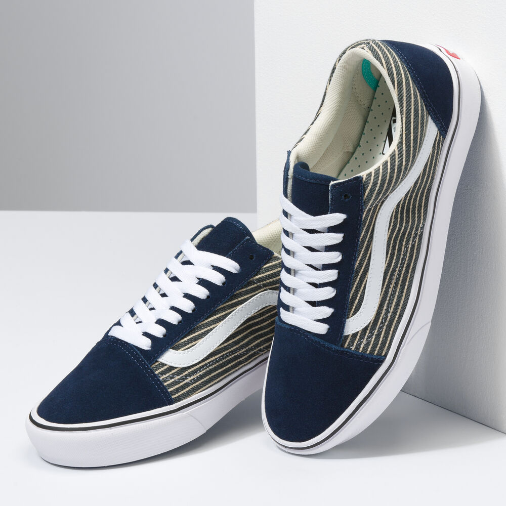 Vans Stripe ComfyCush Old Skool Mens Womens - (STRIPE) DRESS BLUES/TRUE WHITE VN0A5DYC9KT Shoes