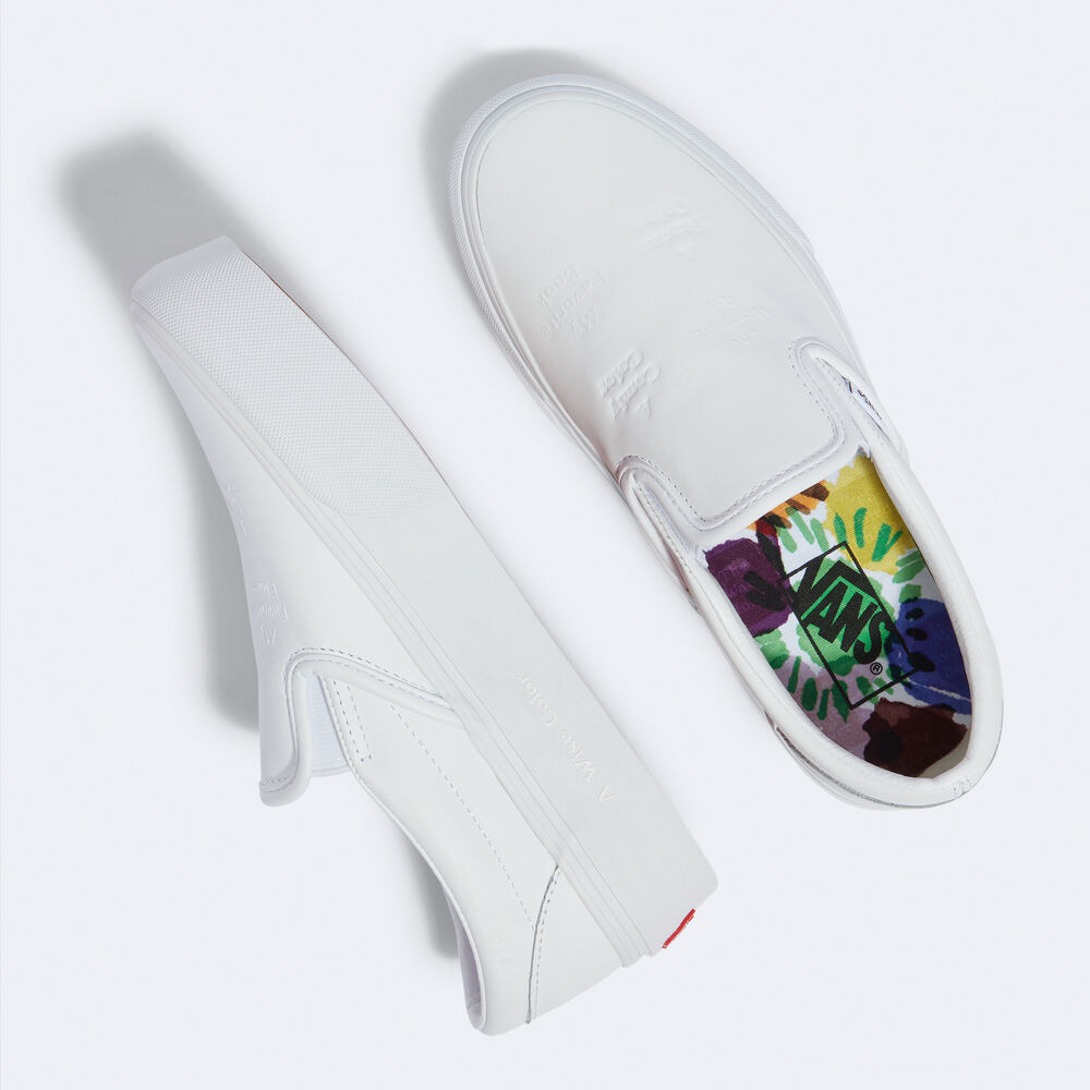 Vans DIY Checkerboard Classic Slip-On Platform Mens Womens - (DIY CHECKERBOARD) TRUE WHITE VN0A3JEZ8AX Shoes